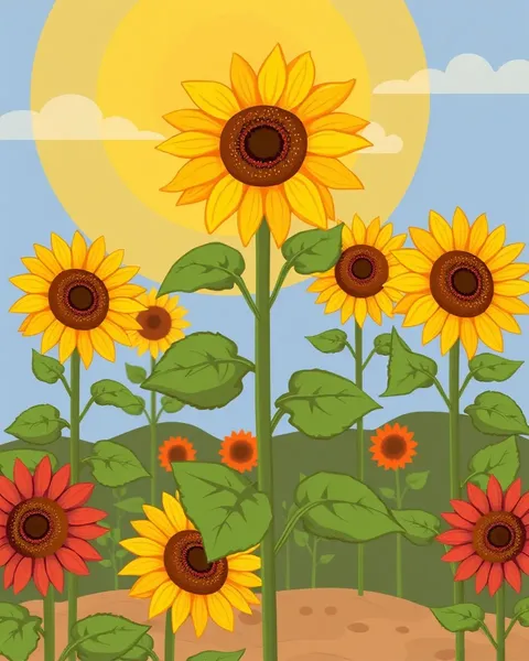 Images de fleurs de soleil en cartoon en pleine floraison