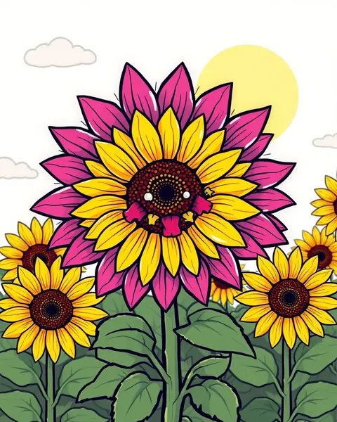 Images de fleurs de soleil en cartoon pour papier peint