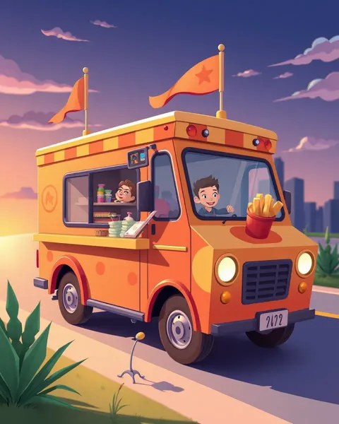 Images de food truck colorées en cartoon