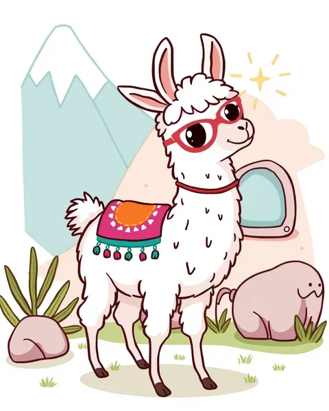 Images de llama cartoon avec illustrations colorées