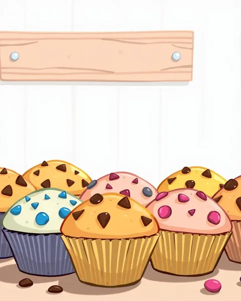 Images de muffin de cartoon : aliments sucrés colorés et fantasques