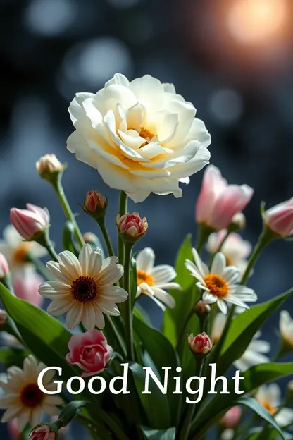 Images de nuit avec des fleurs belles