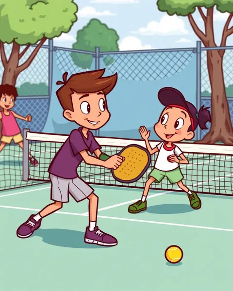 Images de pickleball de cartoon : illustrations whimsicales qui s'unissent