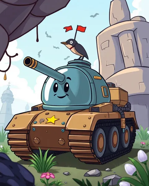 Images de tank de cartoon affichées à l'écran