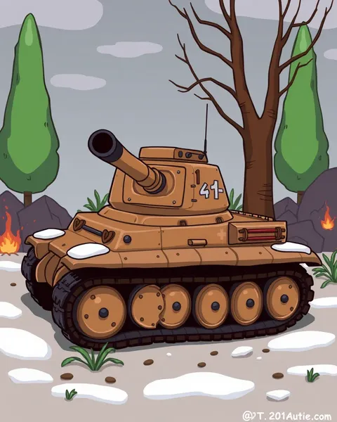 Images de tank de dessin animé pour référence d'illustration