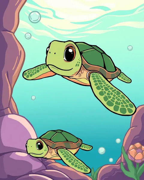 Images de tortues de mer délicieuses en cartoon