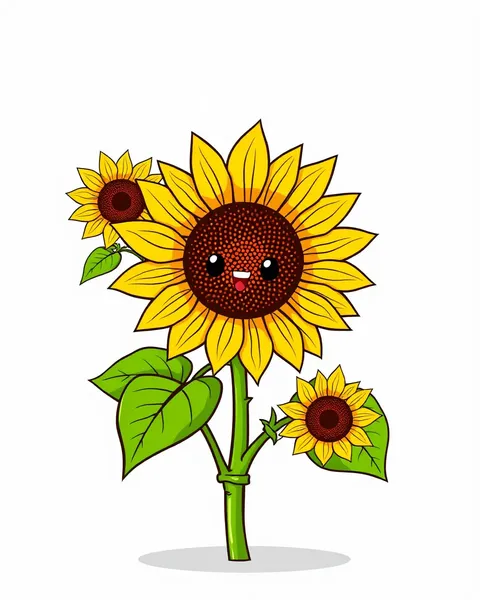 Images de tournesols de cartoon avec conception simple