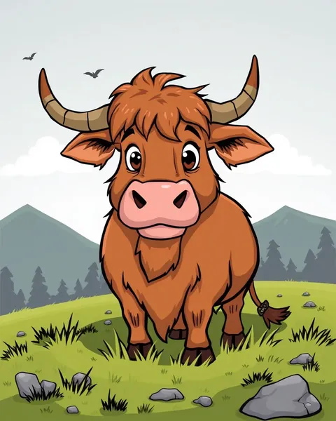 Images de vaches de haute-lande en cartoon