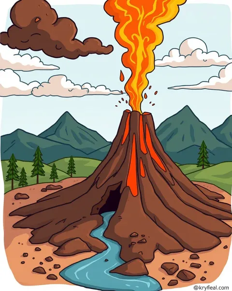 Images de volcan cartoon pour l'imagination des enfants