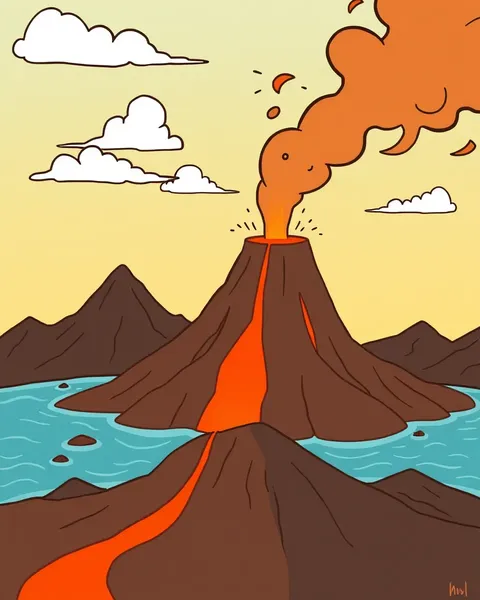 Images de volcan en cartoon pour histoire d'aventure fantastique