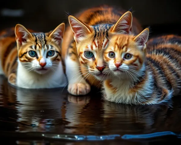 Images des chats mouillés montrent un comportement félin imprévisible