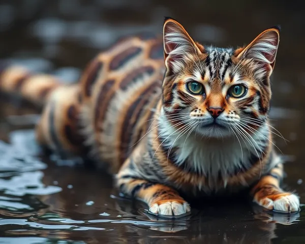 Images intrigantes de la nature mystérieuse des chats mouillés