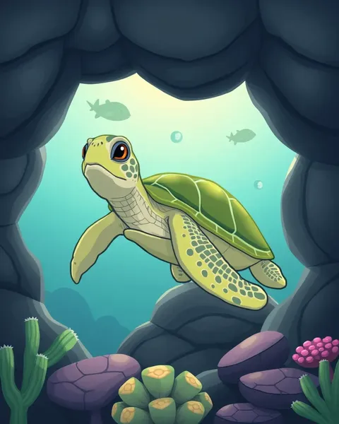 Images mignonnes de tortues de mer cartoon