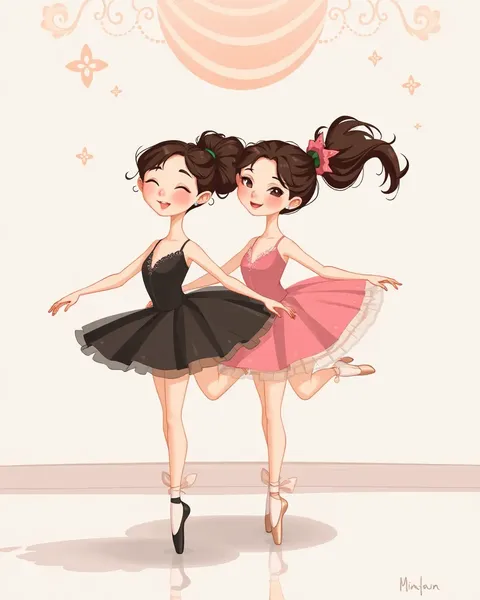 Images vives de ballerines de cartoon dansant