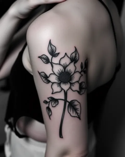 Inspiration d'art floral de tatouage noir