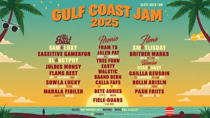 Jam de la côte du Golfe 2025 : programmation de concerts