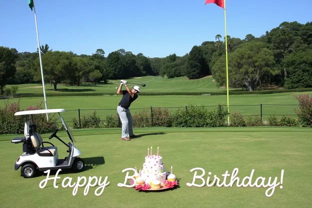 Joyeux anniversaire golf : photos avec illustrations colorées