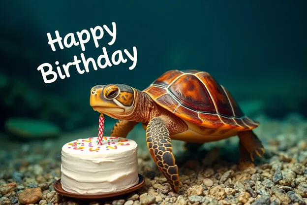 Joyeux anniversaire images de tortue avec confetti et cadeaux