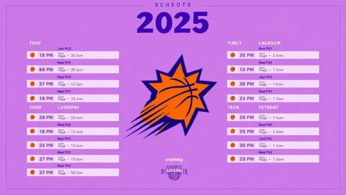 L'emploi du temps des Suns de Phoenix 2025 publié officiellement pour 2025