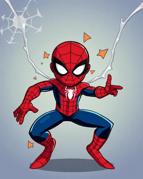 L'image de carton de Spiderman avec des personnages exceptionnels et inoubliables