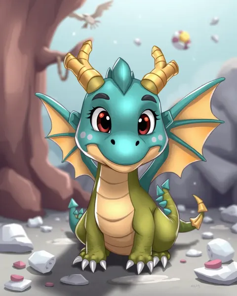 L'image de cartoon du dragon représente une créature de fantasy dynamique