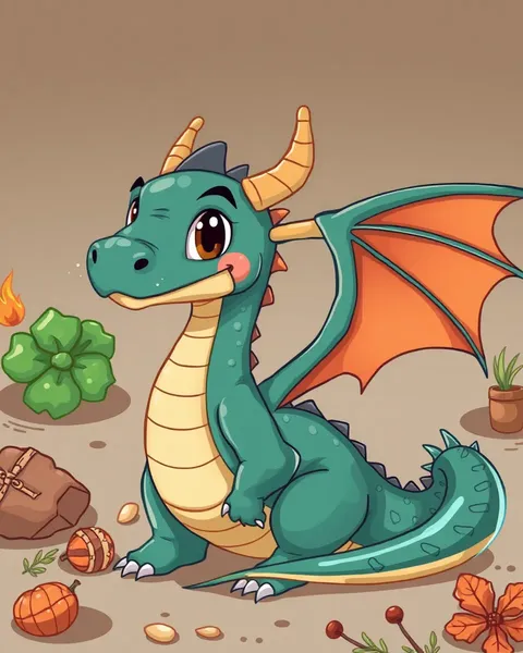 L'image de dragon cartoon dépeint un créature mythique puissante