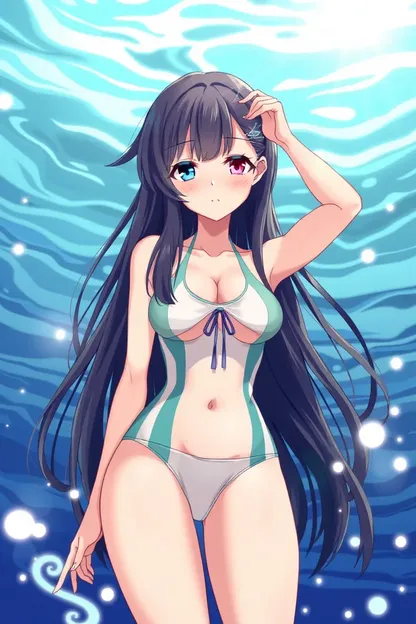 La Fille Anime Porte un Maillot de Bain avec une Technologie AI