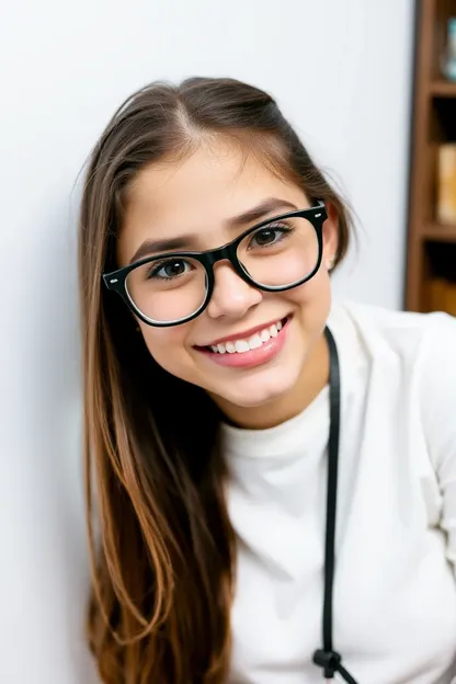 La Fille aux Lunettes Souriant Freckles : Freckles sur le Visage Souriant de la Fille aux Lunettes