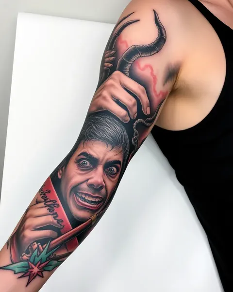 La face sombre de l'art de tatouage de manchon de horreur