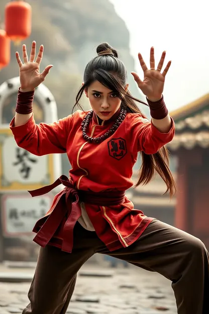 La force intérieure puissante de la fille de kung fu