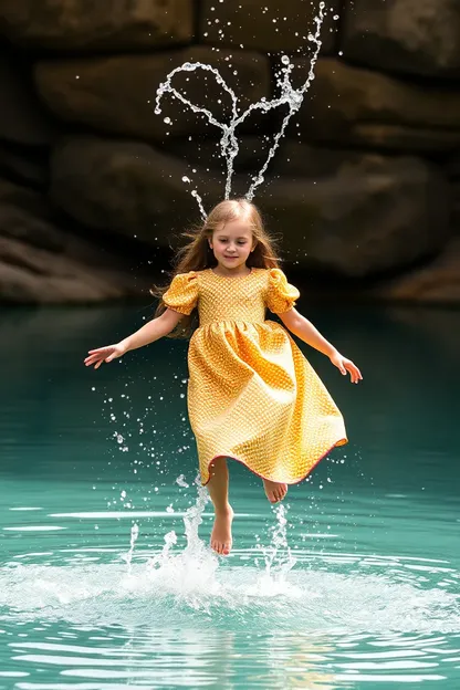 La robe de fille gigantesque absorbe l'eau dans un GIF