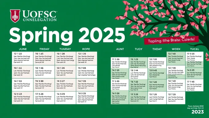 Le calendrier du semestre printemps 2025 de l'UofSC a été publié