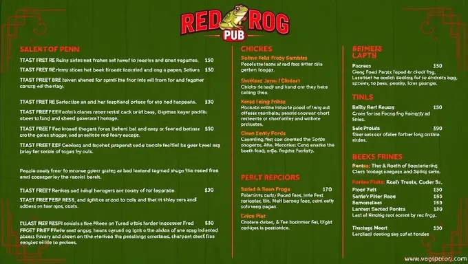 Le menu de la Red Frog Pub 2025 est publié aujourd'hui