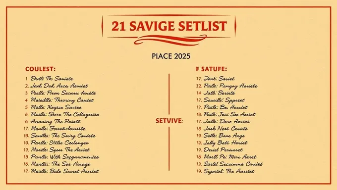 Le setlist de 21 Savage pour 2025 révélé