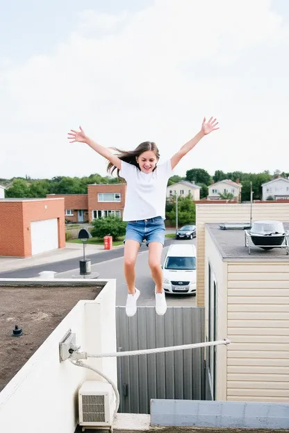 Le voyage de découverte de soi de la fille sautant sur le toit