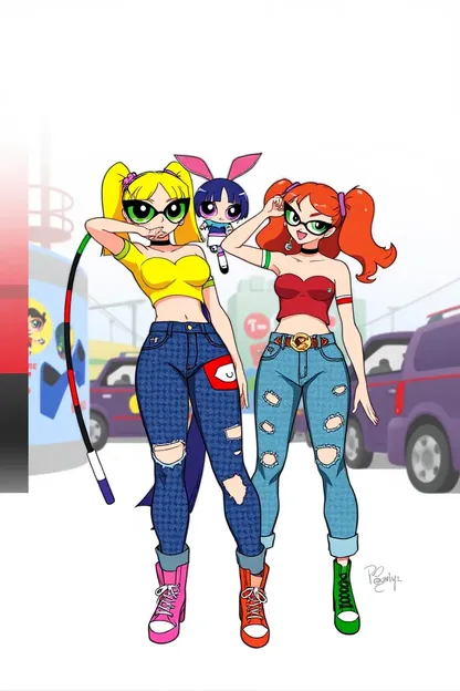 Les Filles Powerpuff en Style de Jeans