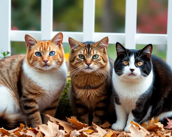 Les chats occupent le centre de la scène dans les photos d'automne