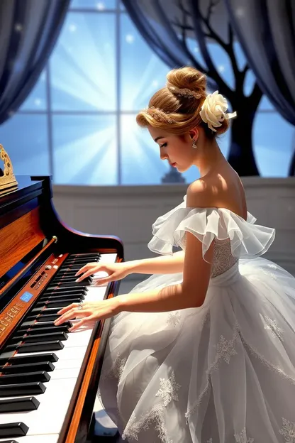 Les compétences pianistiques de Cendrillon brille avec le toucher de la fille