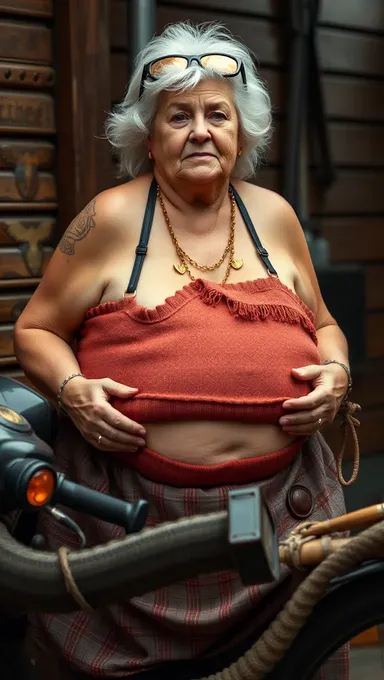 Les gros seins de la grand-mère emplissent la pièce de rires