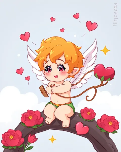 Les images de Cupid cartoon représentent des moments romantiques aimables