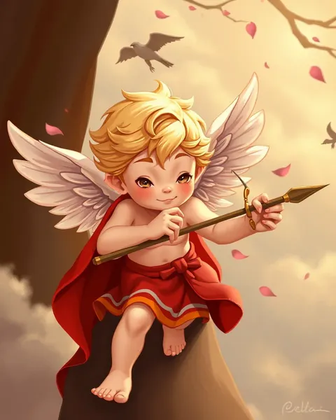 Les images de Cupid de cartoon illustrent des lignes narratives romantiques fantasques