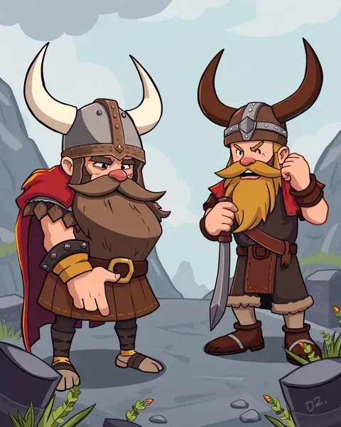 Les images de Viking de cartoons : illustrations colorées de héros