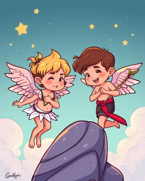 Les images de cartoon de Cupid capturent la whimsy romantique et l'humour