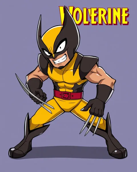 Les images de cartoon de Wolverine dépeignant des scènes d'action de super-héros