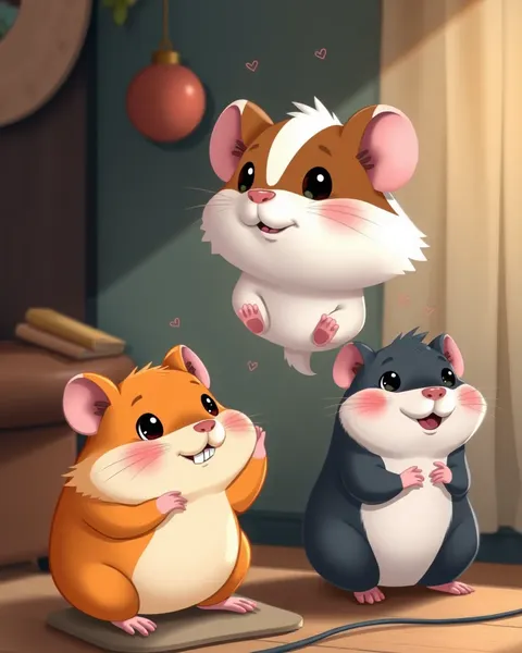 Les images de cartoon de la vie des hamsters