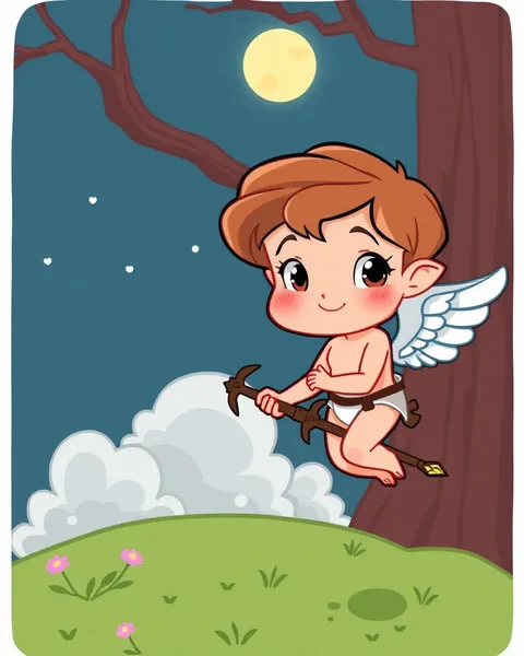 Les images de cartoons de Cupid mettent en vedette des histoires d'amour charmantes