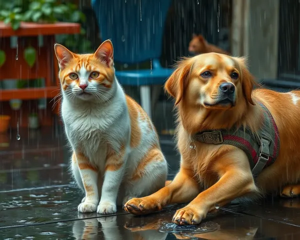 Les images de chats et de chiens tombent en pluie