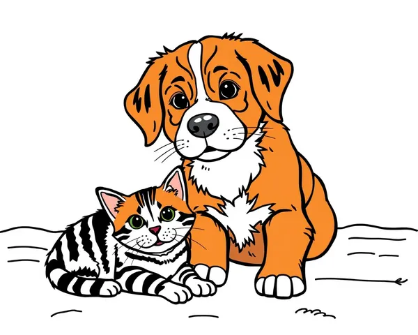 Les images de coloriage des chiens et des chats pour la créativité