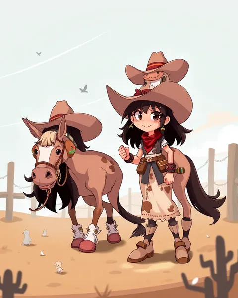 Les images de cowgirls de cartoon colorées abondent