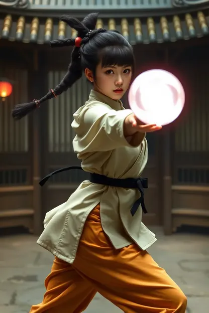 Les mouvements rapides de combat de la fille de Kung Fu